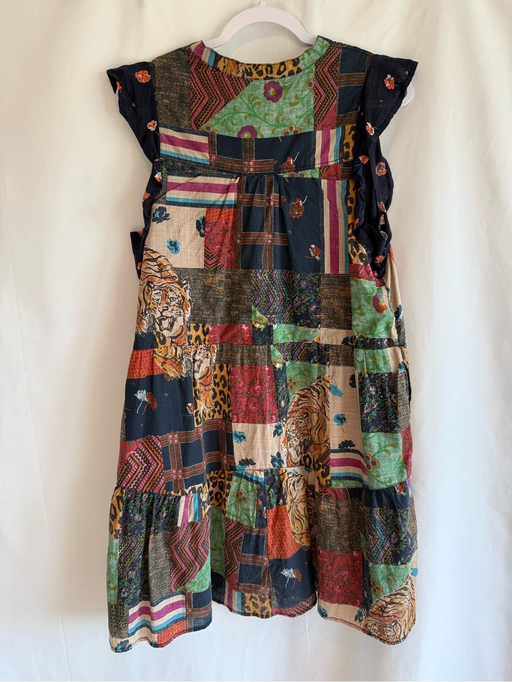 Anthropologie Pilcro Patchwork Multicolor Sleeveless Tiered Dress Size Medium - Picture 4 of 11